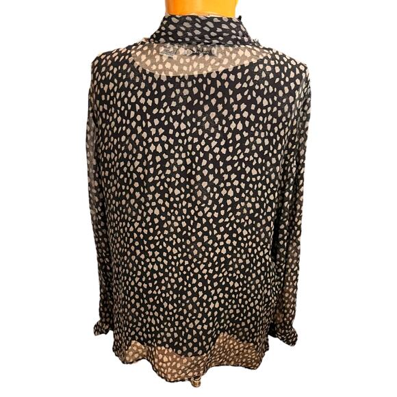 Vintage Silk Womens Blouse Animal Print Black Size M/L Fall - Picture 3 of 8